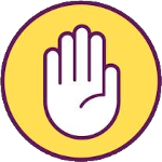 Open flat palm to represent paper.