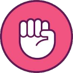 Closed or fisted hand to represent rock.